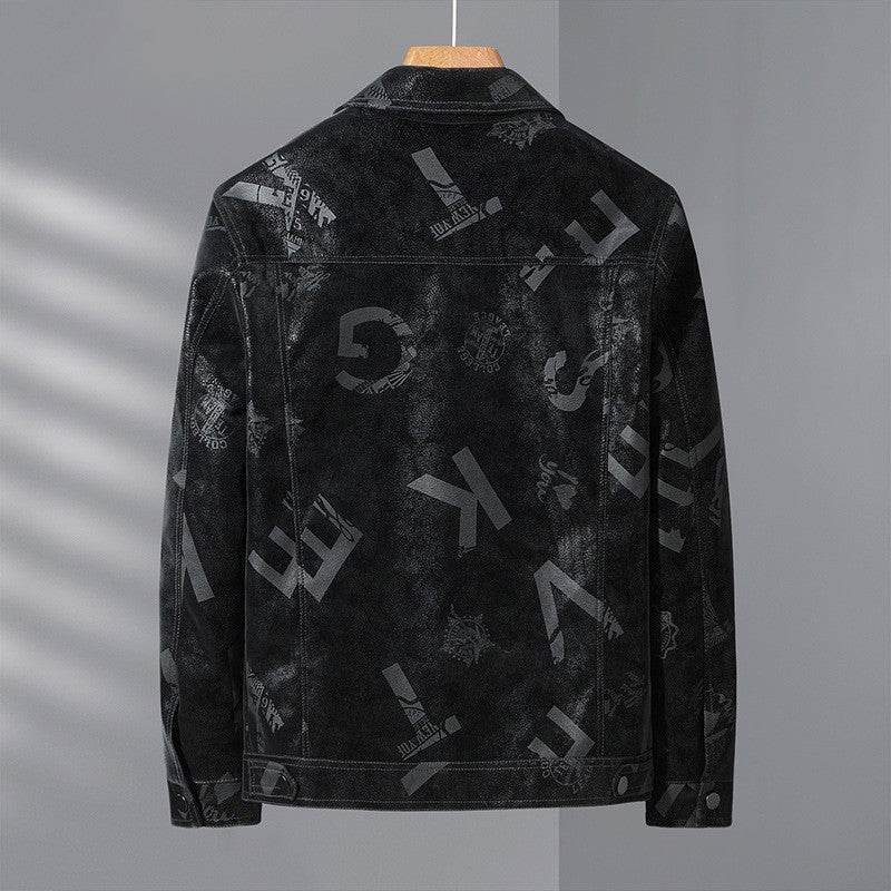 Men's Thin Lapel PU Leather Jacket - Stylish with Multiple Pockets - Buy Center