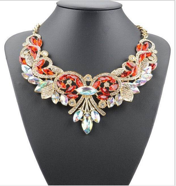 Elegant Diamond Alloy Flower Necklace - Korean Inspired for Women - Buy Center