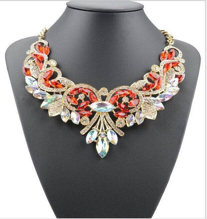 Elegant Diamond Alloy Flower Necklace - Korean Inspired for Women - Buy Center