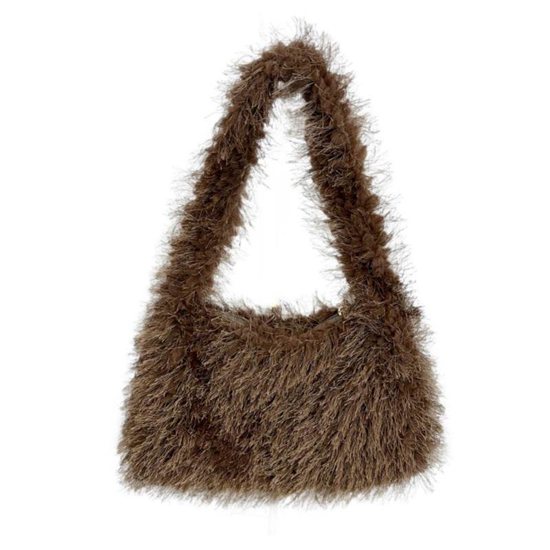 Versatile Candy Colored Handheld Tassel Bag - Fresh Plush Clutch - Buy Center