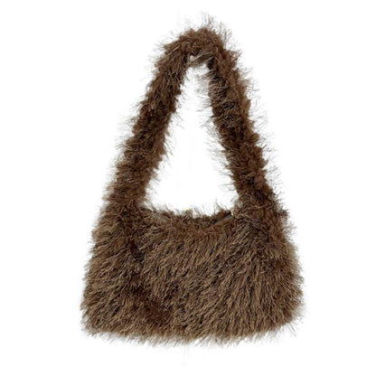 Versatile Candy Colored Handheld Tassel Bag - Fresh Plush Clutch - Buy Center