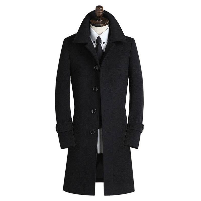 Buycenter Men's Wool Trench Coat - Slim Fit British Style for Modern Men - Buy Center