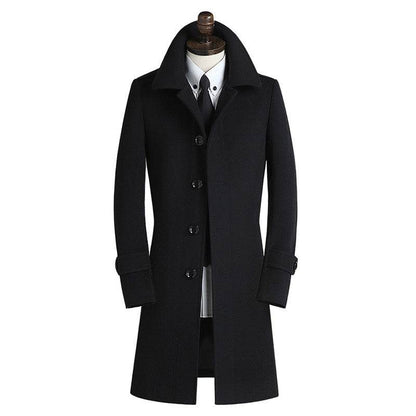 Buycenter Men's Wool Trench Coat - Slim Fit British Style for Modern Men - Buy Center