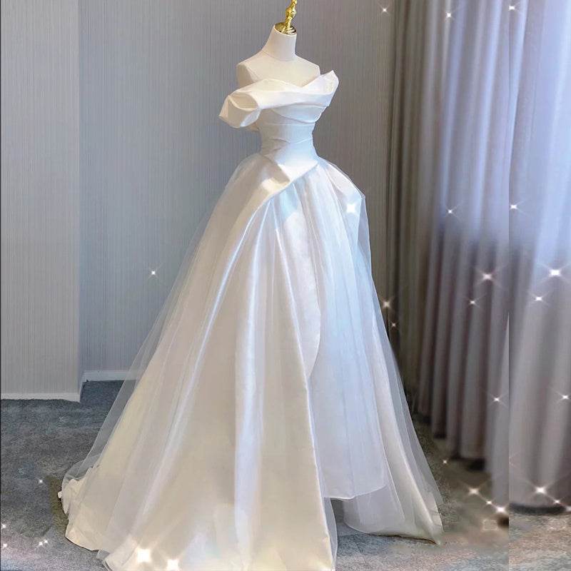 Temperament Princess Style Satin Wedding Dress - Elegant & Flattering Fit - Buy Center
