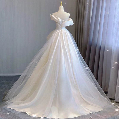Temperament Princess Style Satin Wedding Dress - Elegant & Flattering Fit - Buy Center