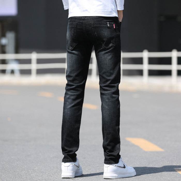 Men's Slim Straight Denim Trousers - Comfortable Stretch Fit for Spring/Summer - Buy Center