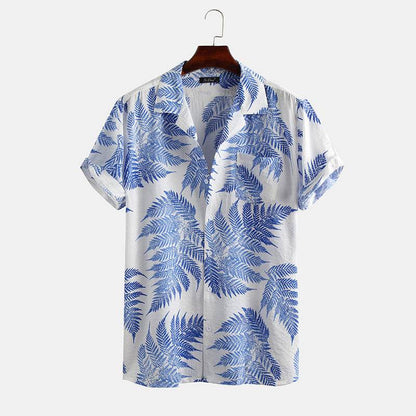 New Hawaiian Men's Short Sleeve Cardigan - Stylish Floral Print Cotton - Buy Center