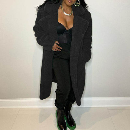 Buycenter Women's Lapel Trench Coat - Long Sleeve Fashion Outerwear - Buy Center