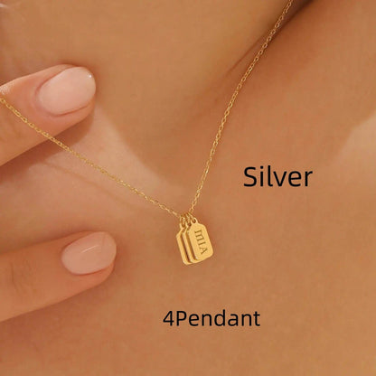 Minimalist Carved Name Pendant Necklace - Custom Stainless Steel Jewelry - Buy Center
