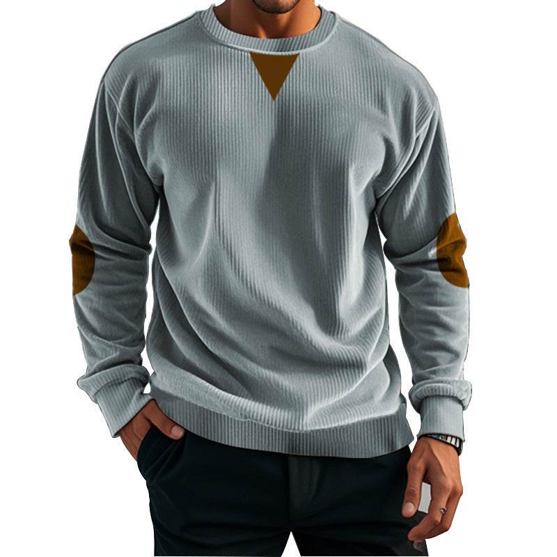 Buycenter Stand Collar Corduroy Sweater for Men - Long Sleeve Pullover - Buy Center