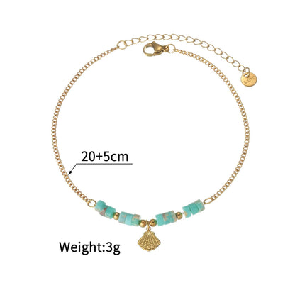 Natural Shell Beaded Anklet - Women's Titanium Steel Body Jewelry - Buy Center