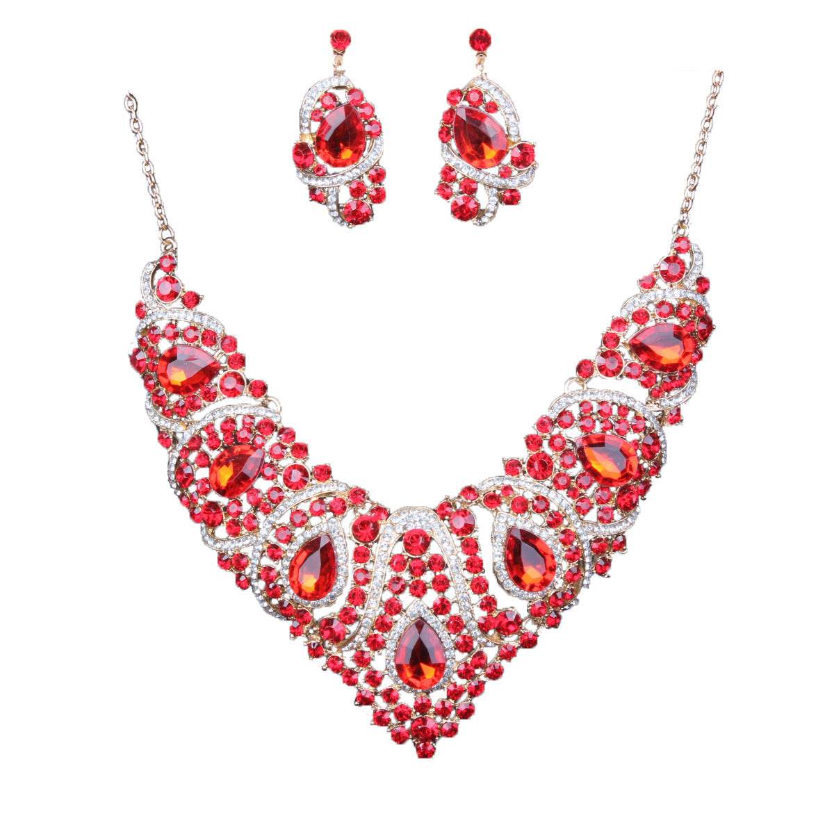 Colorful Bridal Necklace & Earring Set - Geometric Gemstone Jewelry 2025 - Buy Center