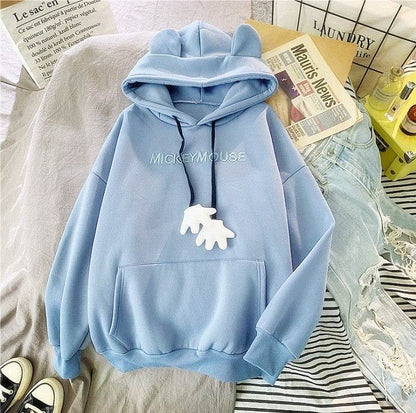 Buycenter Women's Thick Fleece-Lined Embroidery Hoodie - Cute Cartoon Design - Buy Center