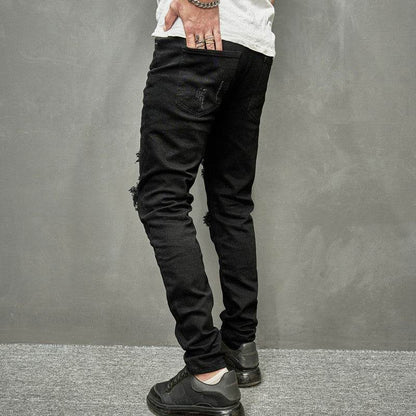 2023 Men's Stretch Skinny Jeans - Casual Black Tapered Fit Pants - Buy Center