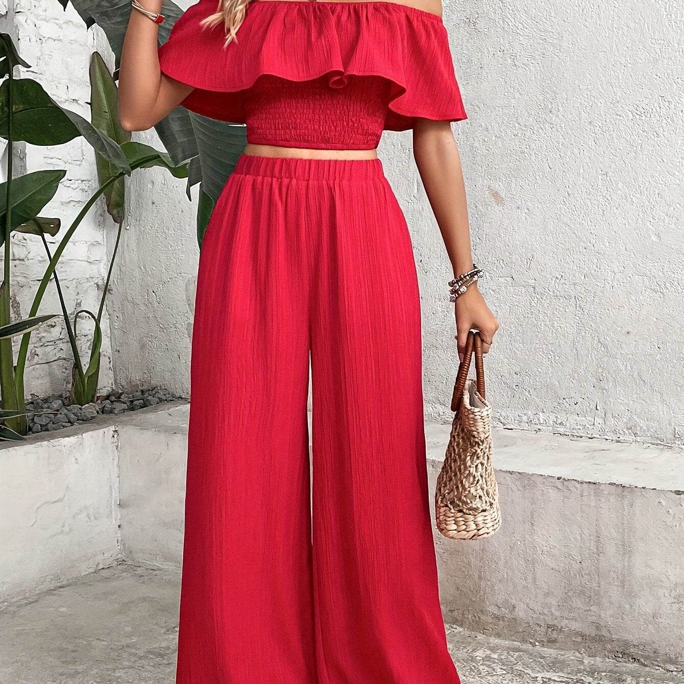Elegant Two-Piece Set - 100% Polyester for Spring/Summer Style - Buy Center