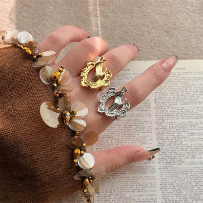 Ins Cold Wind Irregular Palm Ring - Real Gold Plated Alloy Design - Buy Center