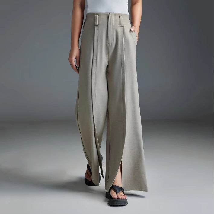 Buycenter Casual Wide Leg Trousers - Flared Pants in Khaki, Gray, Black - Buy Center