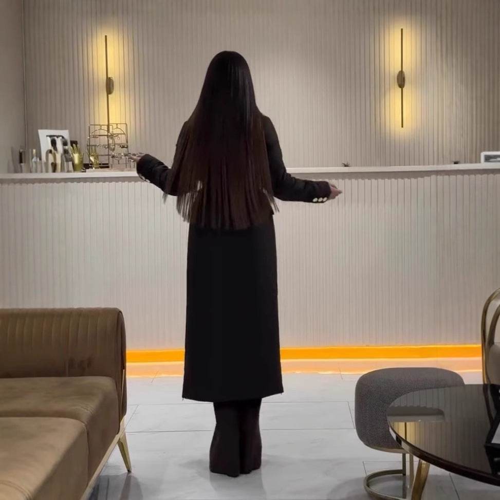 Women's Long Cotton Jacket - Chic Lace-Up Collar for Stylish Comfort - Buy Center