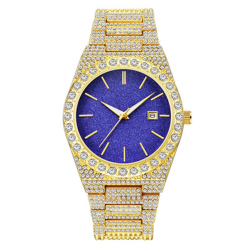 Stylish Men's Diamond Calendar Quartz Watch - Modern Design for Everyday Use - Buy Center