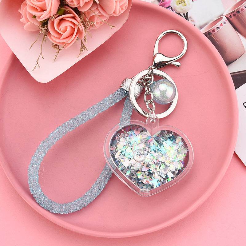 Colorful Acrylic Heart Keychain Pendant - Trendy Love Beads & Silver Buckle - Buy Center
