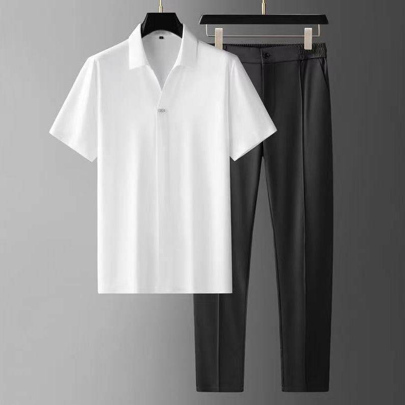 Buycenter Ultra-Light Ice Silk Shirt & Pants Set - Summer Comfort Outfit - Buy Center