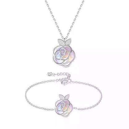 Camellia Flower Necklace & Bracelet Set - Elegant Bridal Jewelry 2025 - Buy Center