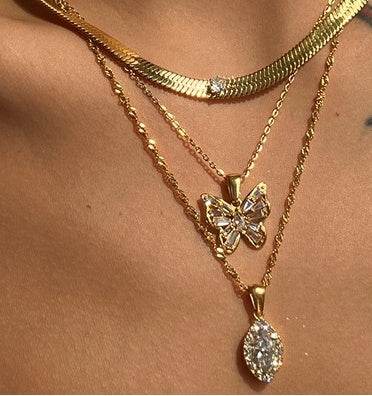 Olive Shaped Horse Eye Zircon Necklace - Stylish Titanium Steel Jewelry - Buy Center