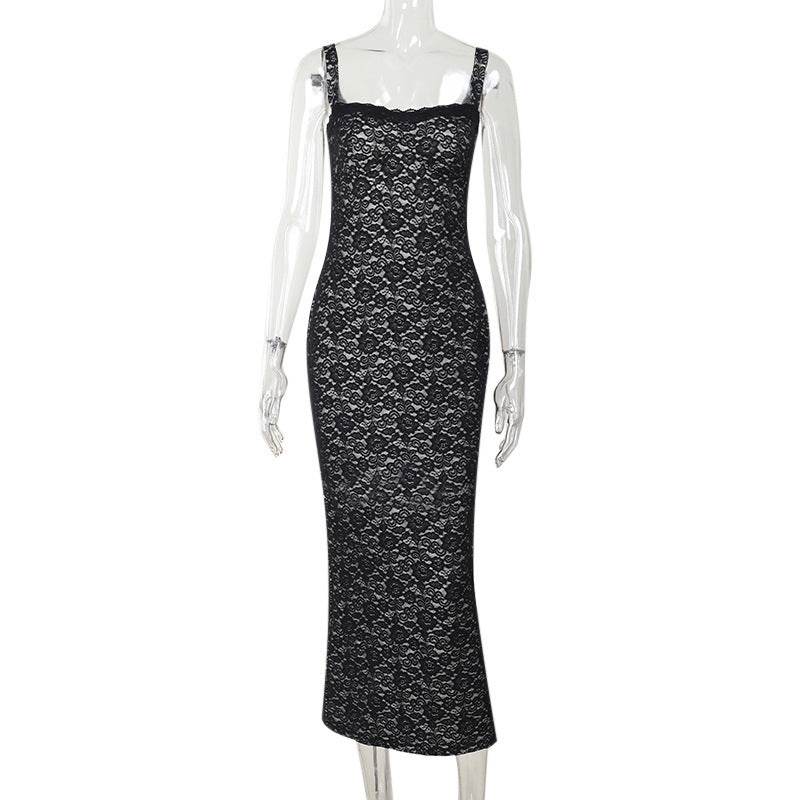 Elegant Autumn Lace Dress for Women - Slim Fit Long Skirt Style - Buy Center
