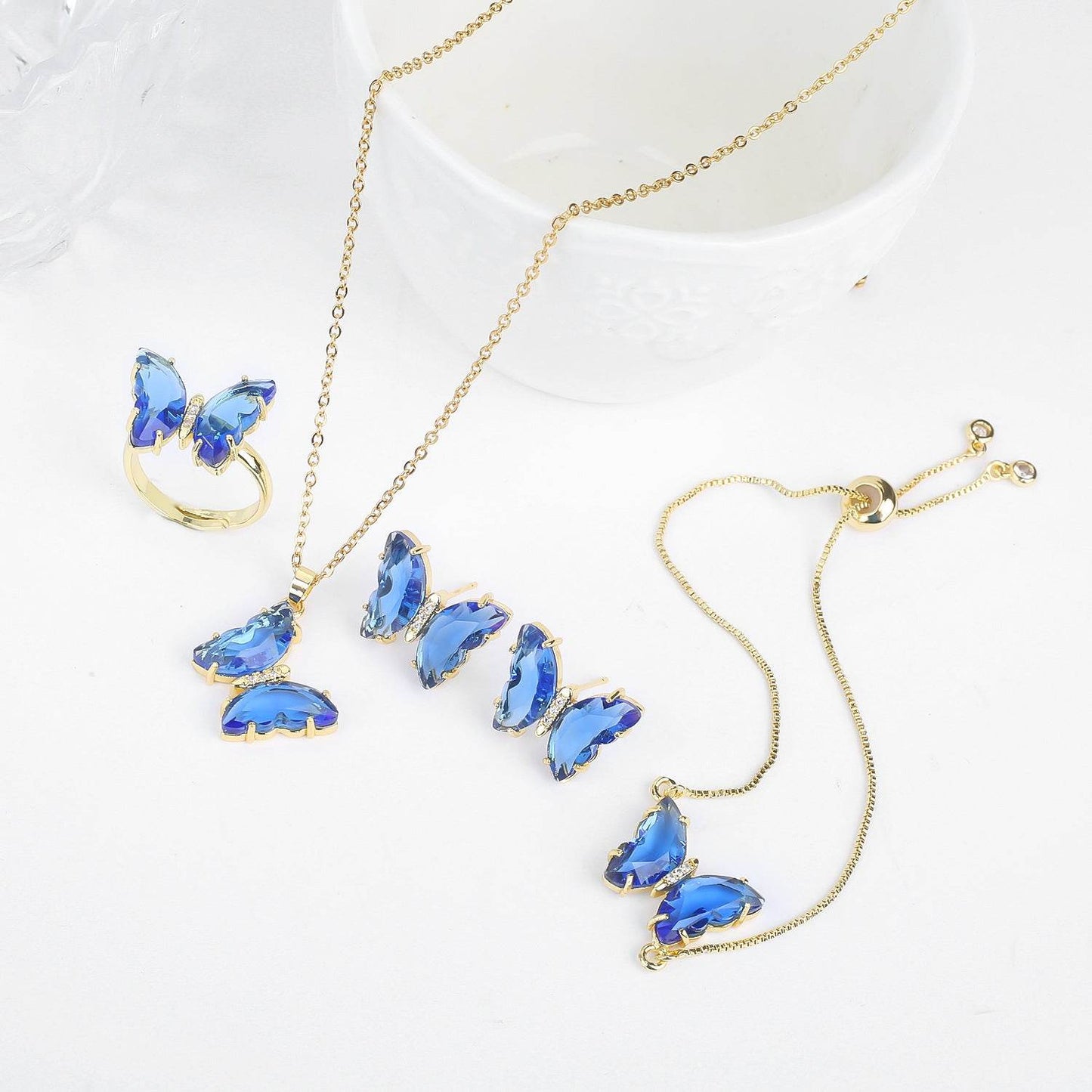 Buycenter Lucky Crystal Butterfly Jewelry Set - Necklace, Earrings & More - Buy Center