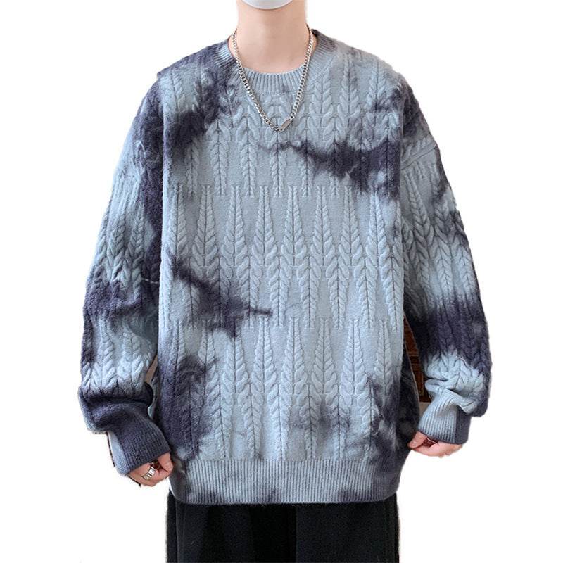 Men's Casual Long Sleeve Sweater in Blue, White, and Purple - Stylish Comfort - Buy Center