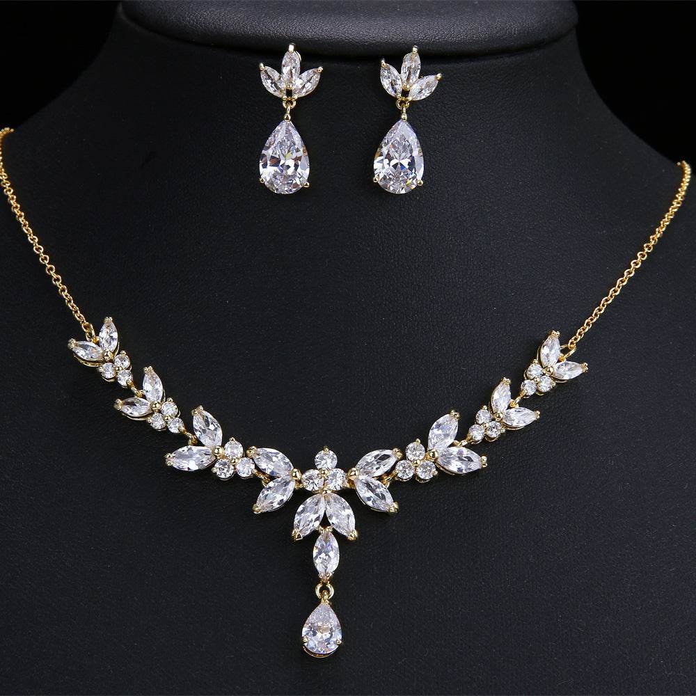 Buy Center Luxurious Pendant Necklace & Earrings Set - Copper & Zircon - Buy Center