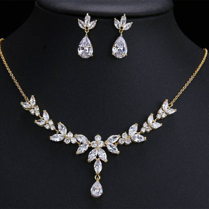 Buy Center Luxurious Pendant Necklace & Earrings Set - Copper & Zircon - Buy Center