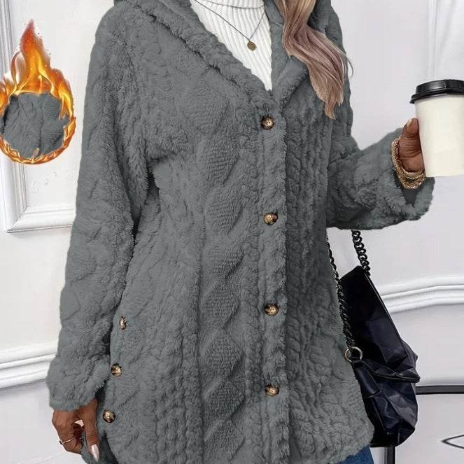 Buycenter Hooded Cardigan Jacket - Long Sleeve, Button Style, Winter Coat - Buy Center