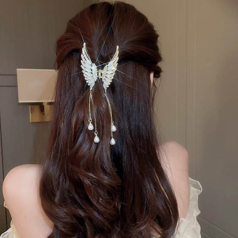 Elegant Golden Pearl Tassel Hairpin - Wedding Hair Jewelry for Women - Buy Center