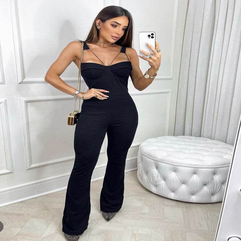 Backless High Waist Bandage Jumpsuit - Trendy Women's Street Style 2025 - Buy Center