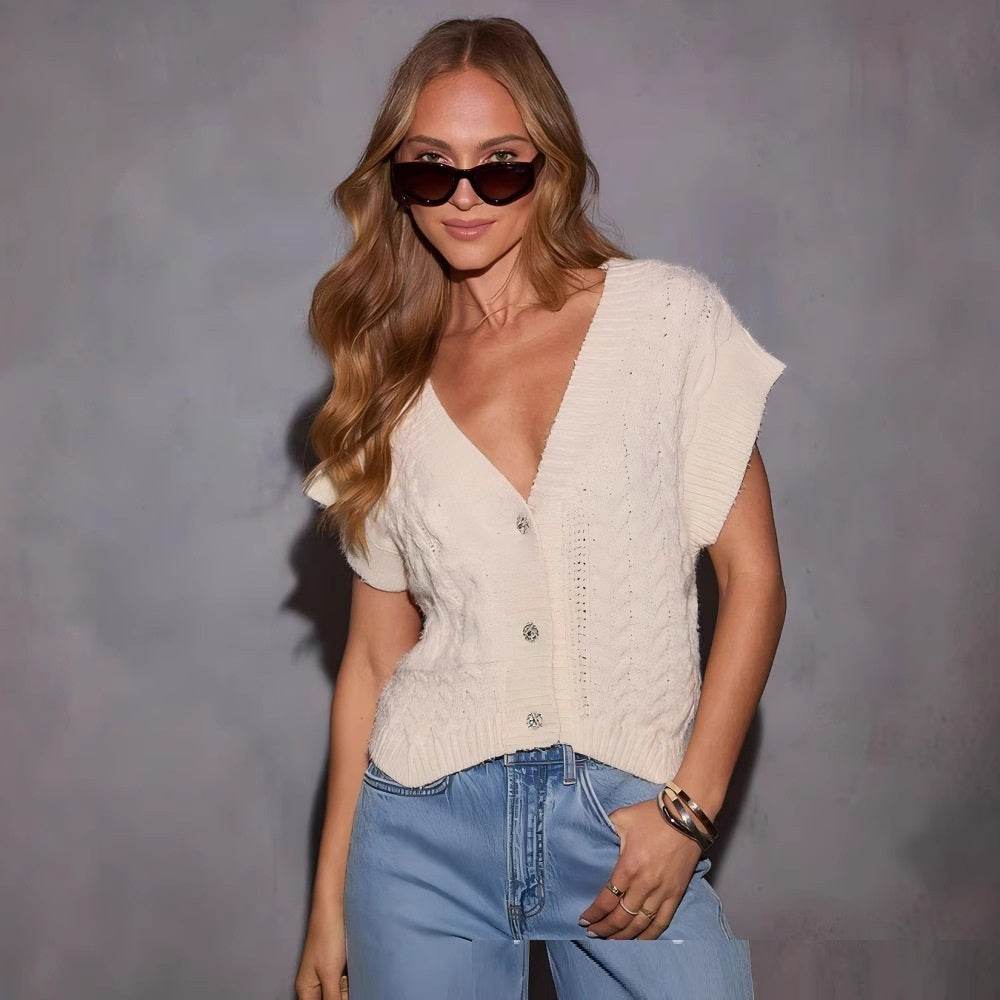 Buycenter Casual V-Neck Sweater - Loose Fit, Stylish Outerwear Fashion - Buy Center