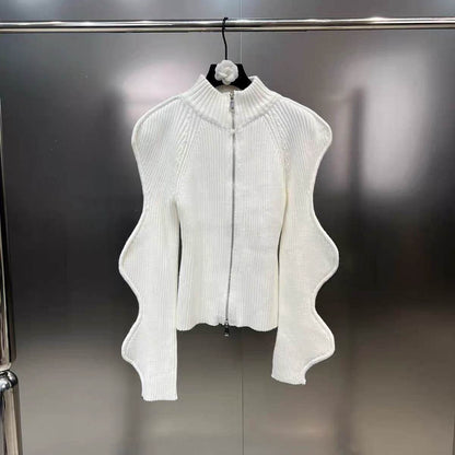 Buycenter Autumn & Winter Stand Collar Zipper Jacket - Long Sleeve Ripple Design - Buy Center