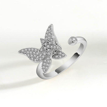 Buy Center Golden Butterfly Spinning Ring - Adjustable 925 Silver Jewelry - Buy Center