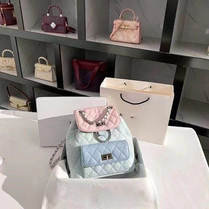 Buycenter Women's High-end Diamond Grid Backpack - Stylish Chain Design - Buy Center