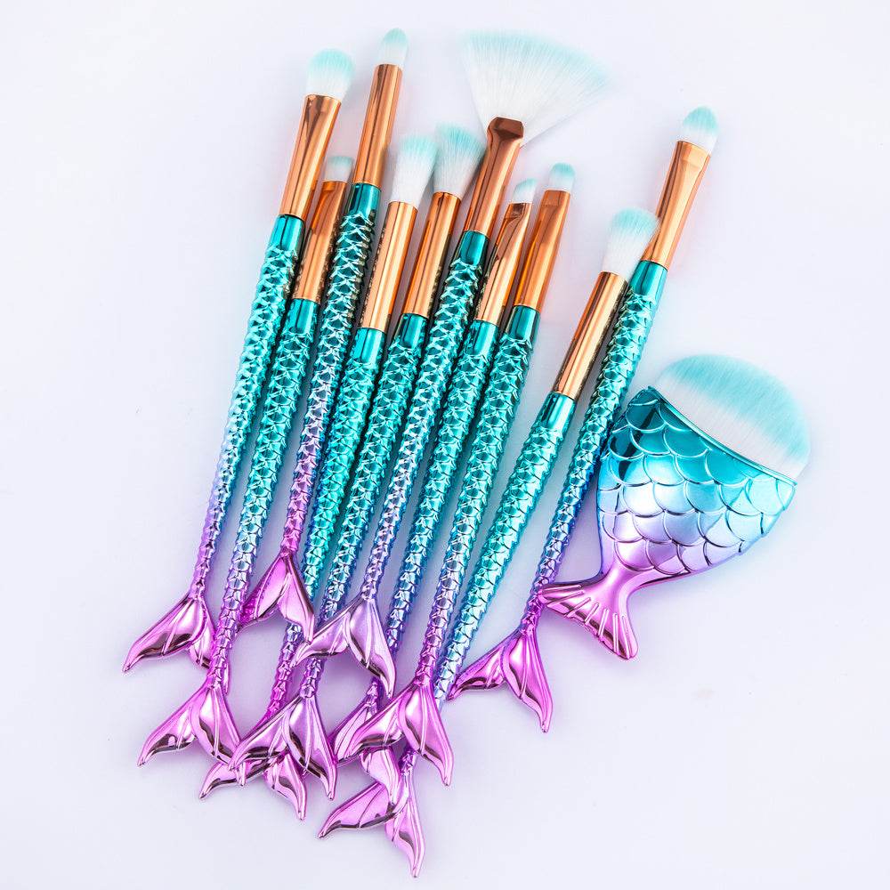 11pcs Mermaid Makeup Brushes Kit - Flawless Application & Trendy Design 2025 - Buy Center