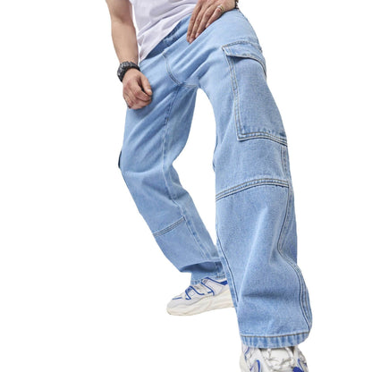 Men's Loose American Style Jeans - Mid Waist, Elastic Cotton Trousers - Buy Center