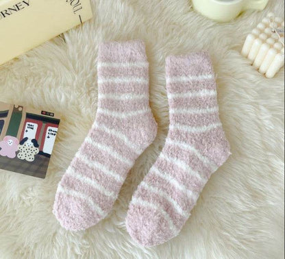 Women's Extra Thick Striped Socks - Breathable Coral Fleece Comfort - Buy Center