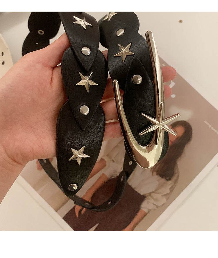 Design Sense Niche XINGX Women's Wide Belt - Geometric PU Leather Style - Buy Center