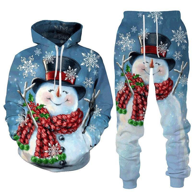 Christmas 3D Snowman Hood Pullover Set - Cozy Man Pajama for Holiday Fun - Buy Center