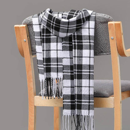 British Plaid Cashmere Scarf - Stylish Tassels, Perfect for Couples & Families - Buy Center