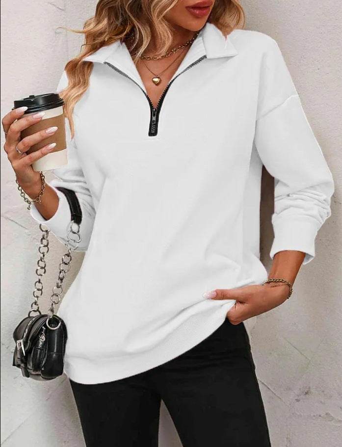 Buycenter Women's Fashion Pullover Sweatshirt - Long Sleeve Zipper Style - Buy Center