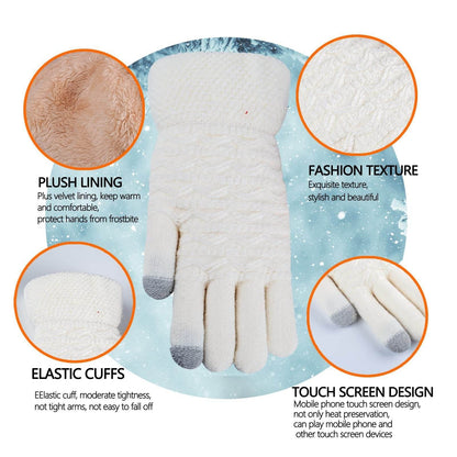 Women's Thick Velvet Gloves - Double-layer, Touchscreen Ready for Winter - Buy Center