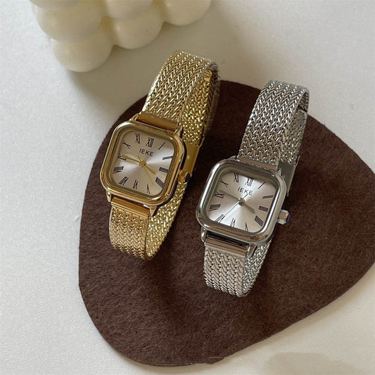Retro Roman Women's Quartz Watch - Elegant Gold Strap & Slim Design - Buy Center