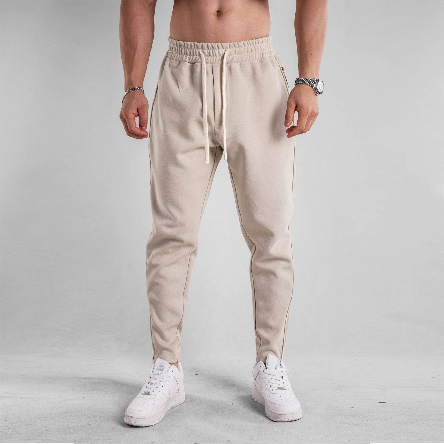 Slim Fit Zipper Ankle Banded Pants - Stylish Cropped Sports Trousers - Buy Center