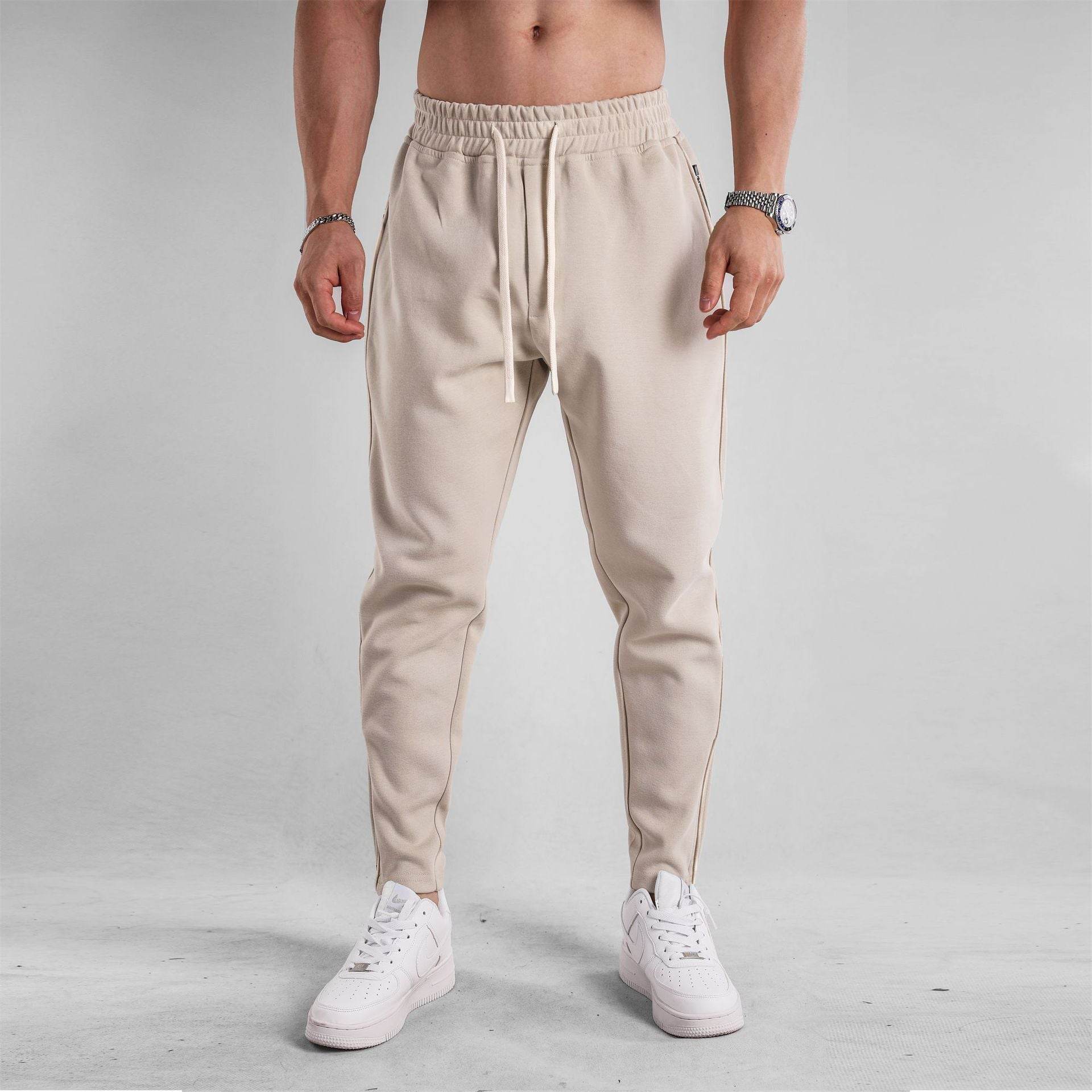Slim Fit Zipper Ankle Banded Pants - Stylish Cropped Sports Trousers - Buy Center